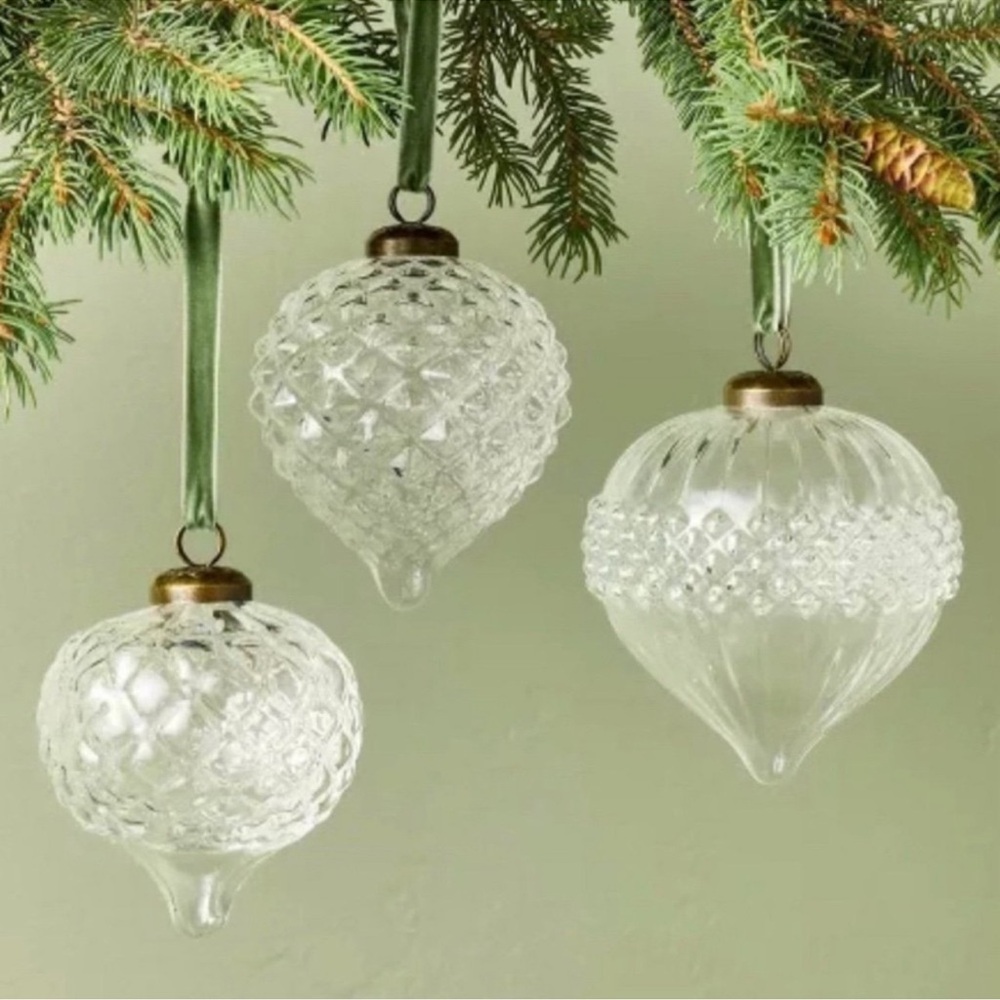 Hearth & Hand Magnolia Glass Bulb Ornaments Set of 3 — New in Box